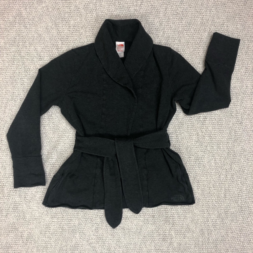 The North Face Grey Belted Wrap Sweater Size Large